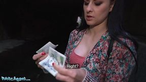 Busty babe gets fucked outdoors by a stranger for money