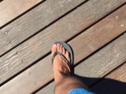 Jacking off my worn out sore feet when I came face 2 face with a shark! - Manlyfoot roadtrip