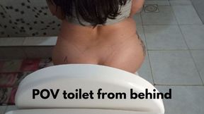 POV toilet from behind