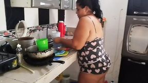 I hired this maid, she came in with those shorts showing her big ass
