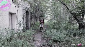 German nerd bitch gets devoured by horny&#x1F975; fucker on spooky hike