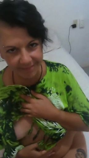 Fucking her from behind with a buttplug in her ass and cum in her mouth