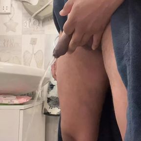 Pissing at friends house after party and cum on his bed