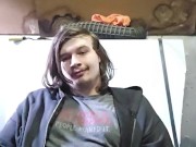 Daddy milking him self in his work shed