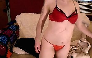 FtM Red Lace Gstring Strip & Big Ass Tease