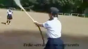 Caught in Action! Asians Teen Girls' Sexy Baseball Game