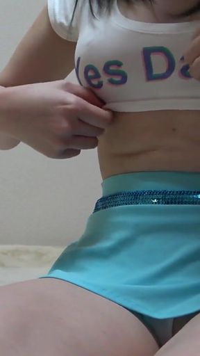 Japanese girl cleans her room wearing clothes that are too small, her boobs and butt are exposed   Clip 1