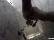 London Keyes takes a  shower