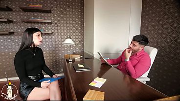 ITALIAN SLUT FUCKED IN JOB INTERVIEW WITH DEEP CREAMPIE