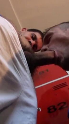 Young footballer fucking on the locker room outdoor