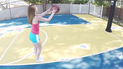 Danni Rivers blows a guy on the basketball court and gets ass-fucked