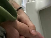 big dick jerking off at public urinal
