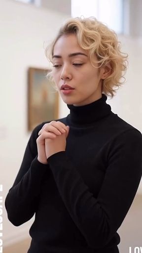 Woman in black turtleneck