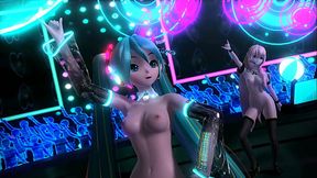 Nude dance by Vocaloid girl Miku with big tits