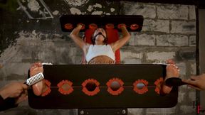 Leya goes crazy - tickle hell in stocks and all toes tied