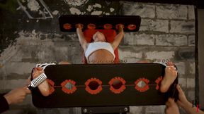 Leya goes crazy - tickle hell in stocks and all toes tied