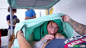 Lucy Foxxx - A Tomboy Sucked My Cock Next To Our Team!