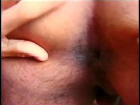 Dark hair hunk rimms his partner's ass before getting fucked outdoors