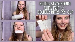 Custom Request: Biting Styrofoam Cups Part 2 - Double Bites Per Cup - Dessa Cado - Bite Marks - Mouth Fetish -Teeth - Bite Impressions