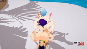 genshin impact hentai - shogun raiden and eula fucked by tighnari and cyno - asian japanese manga anime game porn