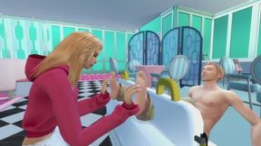 BARBIE WORLD — Public TICKLE torment for the Men Tied Up at the Bowling Alley