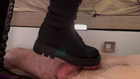 Bootjob in Knee High Boots with Tamystarly - CBT, Trampling, Femdom, Ballbusting, Stomping, Shoejob, Crush