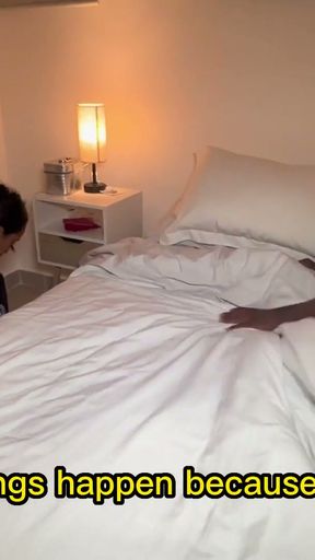 Stepmom and stepson share bed and have sex. English subtitles   Clip 1