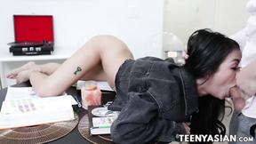 ”Tatted Asian Paisley Page throat ravaged before hard fucking”