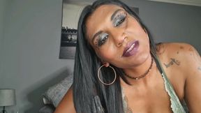 Worthless Indian slut humiliates herself, dirty talk cum on her face, JOI