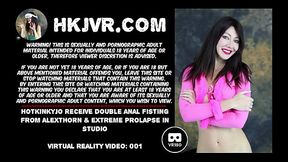 Hotkinkyjo receive double anal fisting from AlexThorn &amp_ extreme prolapse in studio