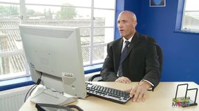 Bald Guy Gagging a Busty MILF with His Dick Before Screwing Her