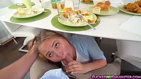 Flirty Blonde Sucks The Neighbors Cock - Alyssa Cole