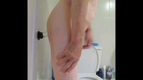 Riding 9 Inch Glass Cock Close up Side View