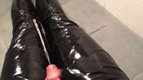 Playing in Plastic Bed - PVC Fetish Pissing