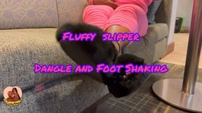 Fluffy slipper dangle and foot shaking