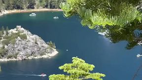 Blonde babe enjoys big cock at Lake Tahoe