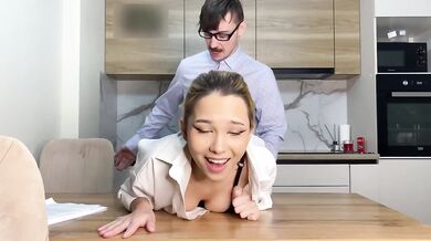 Skinny blonde office slut gets ruined with hard fast cumshot