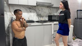 Naughty Stepsister Teases Her Little Stepbrother Until She Sees His Huge Cock, Gets Very Horny and Fucks Him Hard