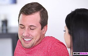 Mature MILF gets on her knees to cheer up her stepson