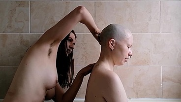 The second half of this head shave with scarlotrose . She uses the safety razor to get my had super smooth while we keep chat...