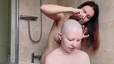 The second half of this head shave with scarlotrose . She uses the safety razor to get my had super smooth while we keep chat...