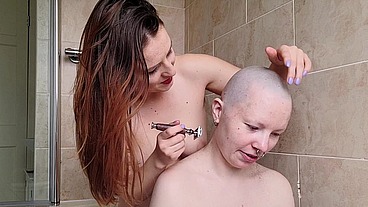 The second half of this head shave with scarlotrose . She uses the safety razor to get my had super smooth while we keep chat...