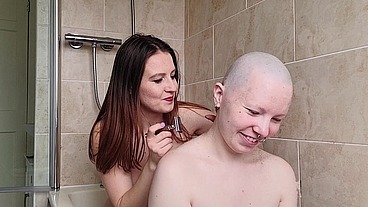 The second half of this head shave with scarlotrose . She uses the safety razor to get my had super smooth while we keep chat...