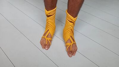 (Shibari) Feet bondage. Self tie rope boots for your foot. (bdsm)