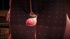 Nylon-clad Sexy Teacher Rino: 3D Animation - Thighjob Fetish Big Dick, Close-up Pussy Views in Parallel Plank Pose, Creampie