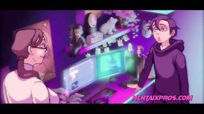 Cartoon Step Mom Gags Gaming Teens' Massive Cock&#x1F32D; With Pleasure