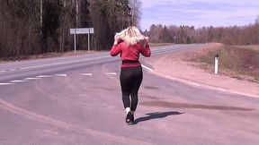 black transparent leggings - teasing on road