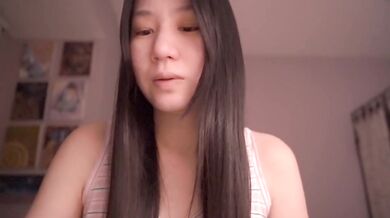 Married Asian cutie gets gushing cumshot in ASMR shower solo