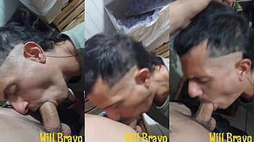 Novinho com tesao na piroca me botou pra mamar no estoque do trabalho
