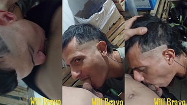 Novinho com tesao na piroca me botou pra mamar no estoque do trabalho